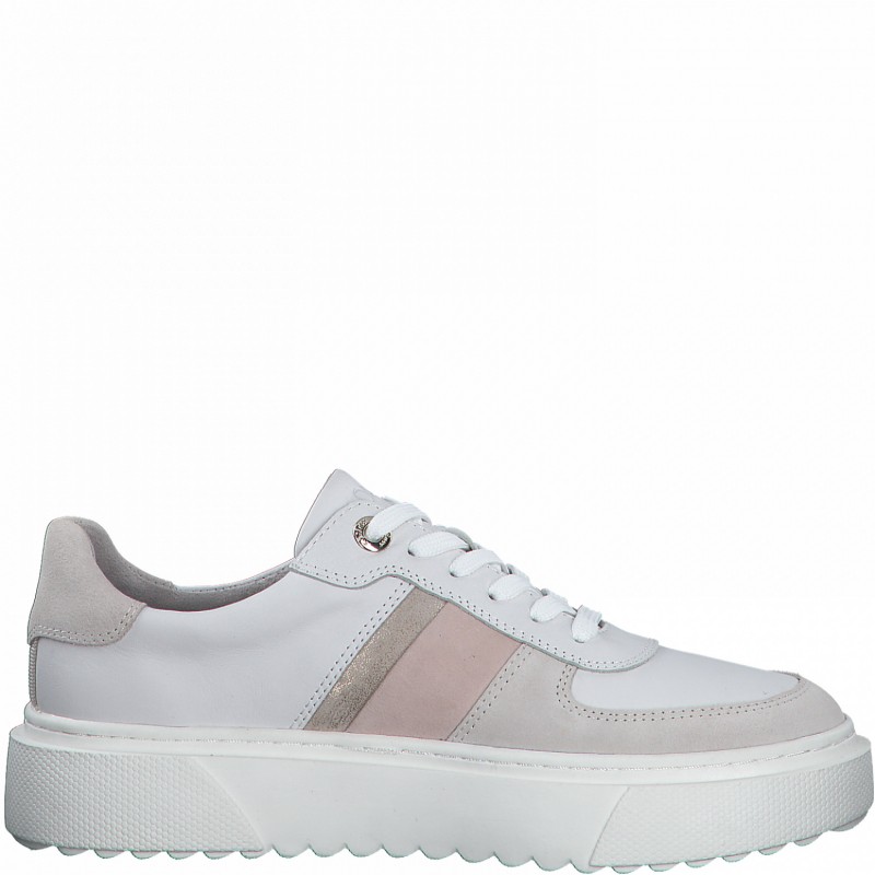 Дамски спортни обувки S.Oliver Soft Foam естествена кожа бели/бежови